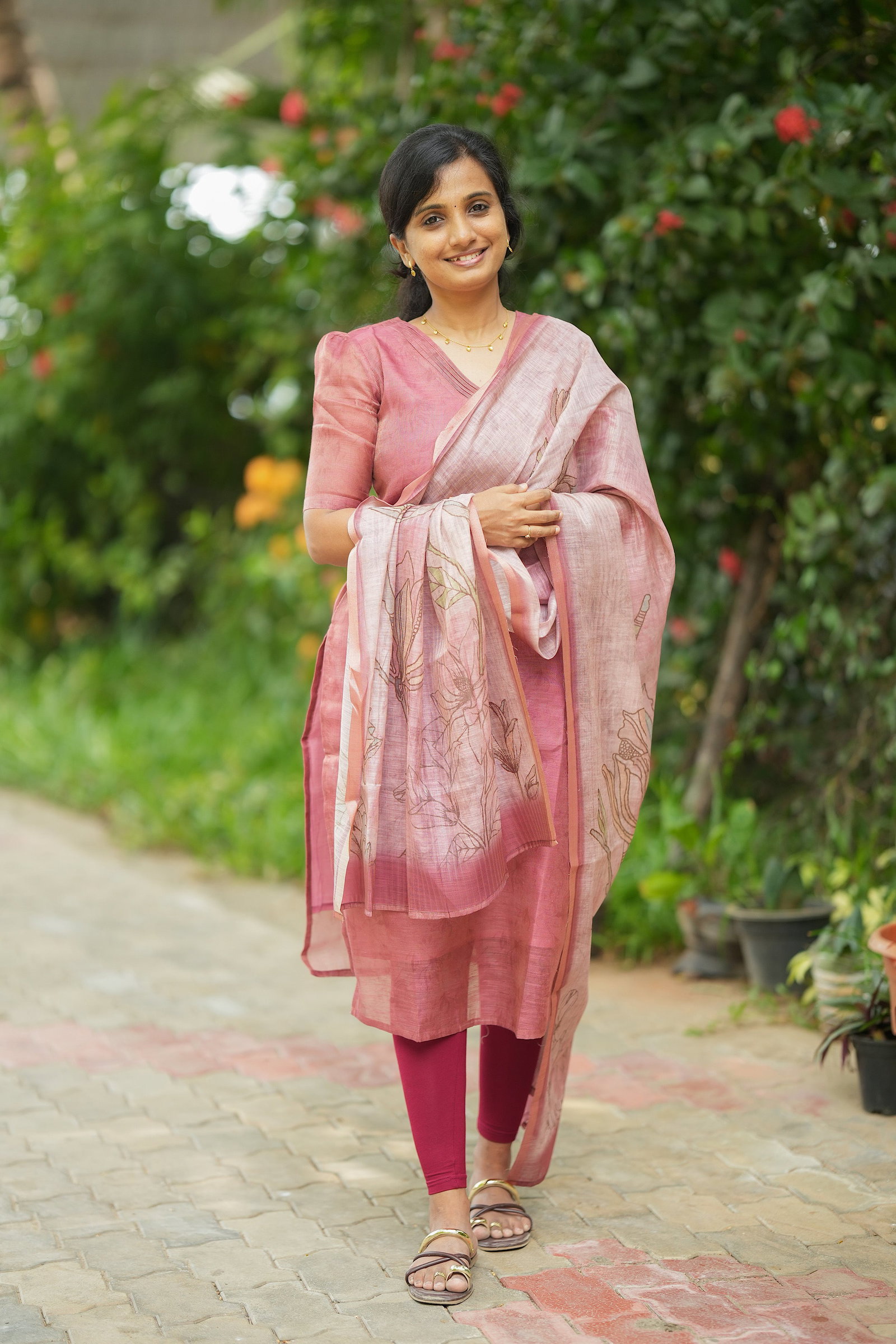 Kalika - Clasic Pink 2 Pcs Tissue Kurti Set