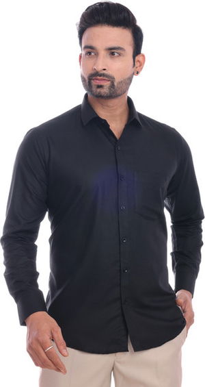 Men Solid Formal Black Shirt