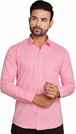 Men Solid Formal Pink Shirt