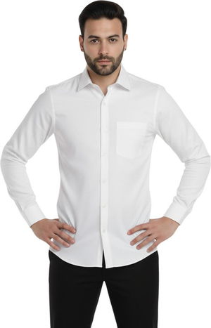 Men Solid Casual White Shirt