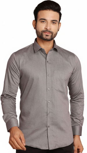 Men Solid Formal Grey Shirt