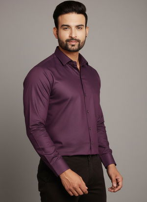Men Solid Formal Purple Shirt