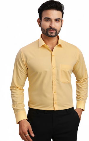 Men Solid Formal Yellow Shirt